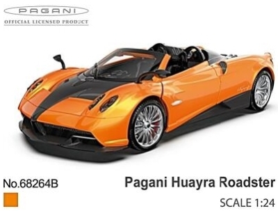 Метална Кола Pagani Huayra Roadster с Отваряеми Врати, Преден Капак и Багажник MSZ 1:24