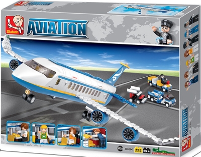 Конструктор Sluban Авиация – Въздушен Автобус, 463 Елемента, 7 Фигурки, 43×33×7 см
