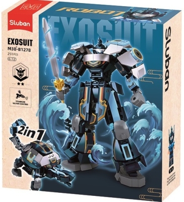 Конструктор Sluban ExoSuit Трансформер 2в1 робот превръщащ се в морска костенурка 251 ел. с 1 фигурка 24x22x7 см
