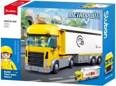 Конструктор Sluban Сити Метрополис камион с ремарке за доставки 269 ел. с 1 фигурка 38x29x7 см