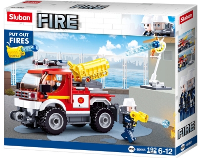 Конструктор Sluban Пожарна – Учебна Мишена, 192 Елемента, 2 Фигурки, със Стрелба, 29×24×6 см