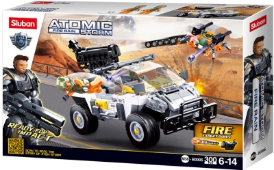 Конструктор Sluban Атомна Буря – „Огнен Дъжд: Операция Анхилация“, 300 Елемента, 2 Фигурки, със Стрелба, 38×24×7 см