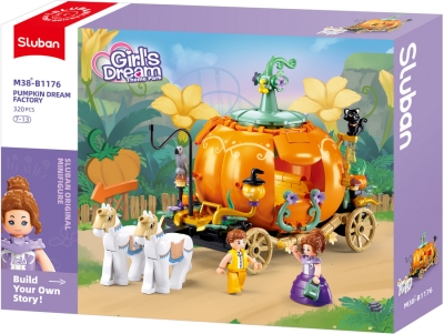 Конструктор Sluban Мечти Карета Тиква на Пепеляшка Cinderella с кончета 320 ел. с 4 фигурки 38x29x7 см