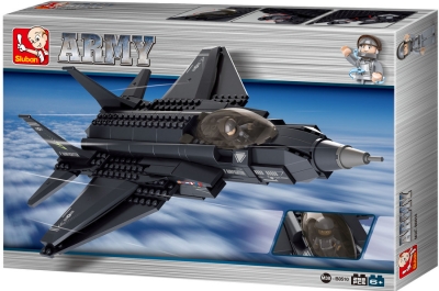 Конструктор Sluban Армия – Изтребител „Светкавицата“, 252 Елемента, 1 Фигурка, 43×29×7 см