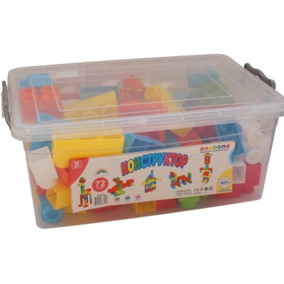 Конструктор Едри Части 72 Елемента в Пластмасова Кутия с Закопчалки 43×15×29 см