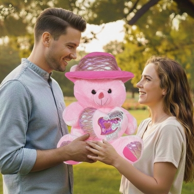 Очарователно Плюшено Мече  Iguana.bg Party Bear, Розов Цвят 50 см 