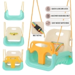 Детска Люлка 3в1 Зелено  Бежова Седалка с Колани за Безопасност за Дом И Градина