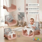 Детска Люлка 3в1 Сиво Бежова Седалка с Колани за Безопасност за Дом И Градина