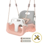 Детска Люлка 3в1 Сиво Бежова Седалка с Колани за Безопасност за Дом И Градина