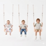 Детска Люлка 3в1 Сиво Бежова Седалка с Колани за Безопасност за Дом И Градина