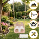 Детска Люлка 3в1 Сиво Бежова Седалка с Колани за Безопасност за Дом И Градина