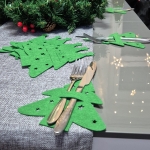 Коледни подложки за прибори, Коледен комплект калъфи от филц за Коледна трапеза