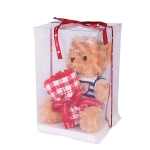 Мече с Букет Рози в Стилна Луксозна Кутия Bear Love от Iguana.bg, Височина 25 см.