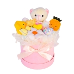 Подаръчна Кутия с Плюшени Играчки и Декоративен Букет, Sweetie от Iguana.bg,  Цвят Cream , 31 × 22 см