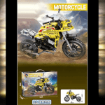 Голям 3D конструктор мотоциклет, 454 части, кросов мотор