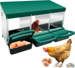 Гнездо за Кокошки Носачки Автоматично с Колектор за Яйца, Метално, 3 Отделения