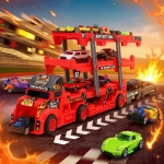 Автовоз на 3 нива с 6 коли, камион изстрелващ колички | IGUANA.BG