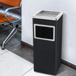 Външен Пепелник с Кош за Боклук от Неръждаема Стомана Правоъгълен 25×31 см