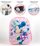 Раница за детска градина 3D Мини Маус Minnie Mouse с 1 Отделение и Страничен Джоб