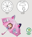 Детски Чадър Механичен с Уши Габи Gabby