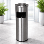 Външен Пепелник с Кош за Боклук от Неръждаема Стомана Ф 25×70 см	