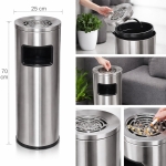 Външен Пепелник с Кош за Боклук от Неръждаема Стомана Ф 25×70 см	