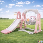 Детска Пързалка с Люлка Дължина на Улея 115 см, Розова