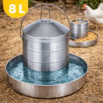 Поилка за Птици 8 Литра Неръждаема Стомана за Кокошки, Пилета и Патици