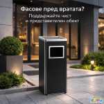 Външен Пепелник с Кош за Боклук от Неръждаема Стомана Правоъгълен 25×31 см