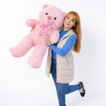 Плюшено мече 100см с бродерия и глитерни лапи в два цвята, 1м мечок