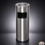 Външен Пепелник с Кош за Боклук от Неръждаема Стомана Ф 25×70 см	