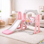 Детска Пързалка с Люлка Дължина на Улея 115 см, Розова