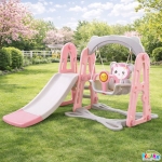 Детска Пързалка с Люлка Дължина на Улея 115 см, Розова