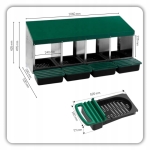 Гнездо за Кокошки Носачки Автоматично с Колектор за Яйца, Метално, 4 Отделения