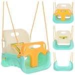 Детска люлка 3 в 1 на въжета за дом и градина, с облегалка и предпазни колани, до 30 кг, тюркоазено-бежова