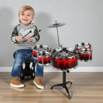 Комплект 5 бр. Барабани на стойка със столче, Червени