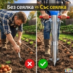 Сеялка за разсад ръчна машина за садене на луковици с две дръжки