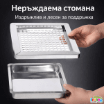 Външен Пепелник с Кош за Боклук от Неръждаема Стомана Кръгъл, Правоъгълен