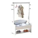Дървена Стойка за Детски Дрехи, Етажерка с Рафтове за Съхранение - WHITE/GREY