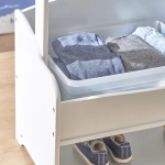 Дървена Стойка за Детски Дрехи, Етажерка с Рафтове за Съхранение - WHITE/GREY