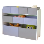 Органайзер за Играчки, Етажерка за Детска Стая, Шкаф, Секция с Кутии за Съхранение - Бяло, Сиво