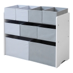 Органайзер за Играчки, Етажерка за Детска Стая, Шкаф, Секция с Кутии за Съхранение - Бяло, Сиво