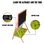 Дървена Дъска на Стойка 3 в 1 - Черна дъска, Магнитна Дъска, Бяла Дъска с Аксесоари