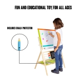 Дървена Дъска на Стойка 3 в 1 - Черна дъска, Магнитна Дъска, Бяла Дъска с Аксесоари