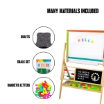 Дървена Дъска на Стойка 3 в 1 - Черна дъска, Магнитна Дъска, Бяла Дъска с Аксесоари
