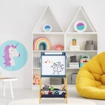 Детска Дървена Дъска с Магнити на Стойка, за Учене, Рисуване и Съхранение - MONSTER