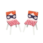 Детска Дървена Маса с 2 Столчета, Комплект за Учене, Игра, Рисуване, Хранене, Бяло, Розово - SUPER GIRL