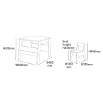 Детска Дървена Маса с 2 Столчета, с контейнер за играчки, конструктори и място за съхранение на книжки - Бяло/Синьо