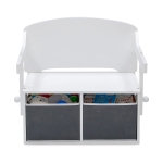 Детска Дървена Пейка, Бюро и Органайзер - 3 в 1 с Място за Съхранение - Бяло и Сиво