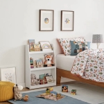 Детска Етажерка , Дървен Органайзер за Книжки и Играчки, Бял Цвят, за Уютната Детска Стая